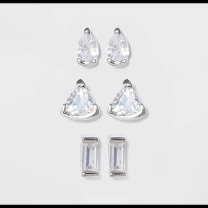 sterling silver cubic zirconia stone earring set